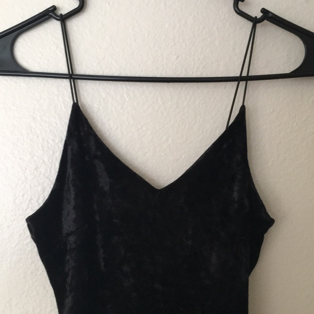 Black crushed velvet dress